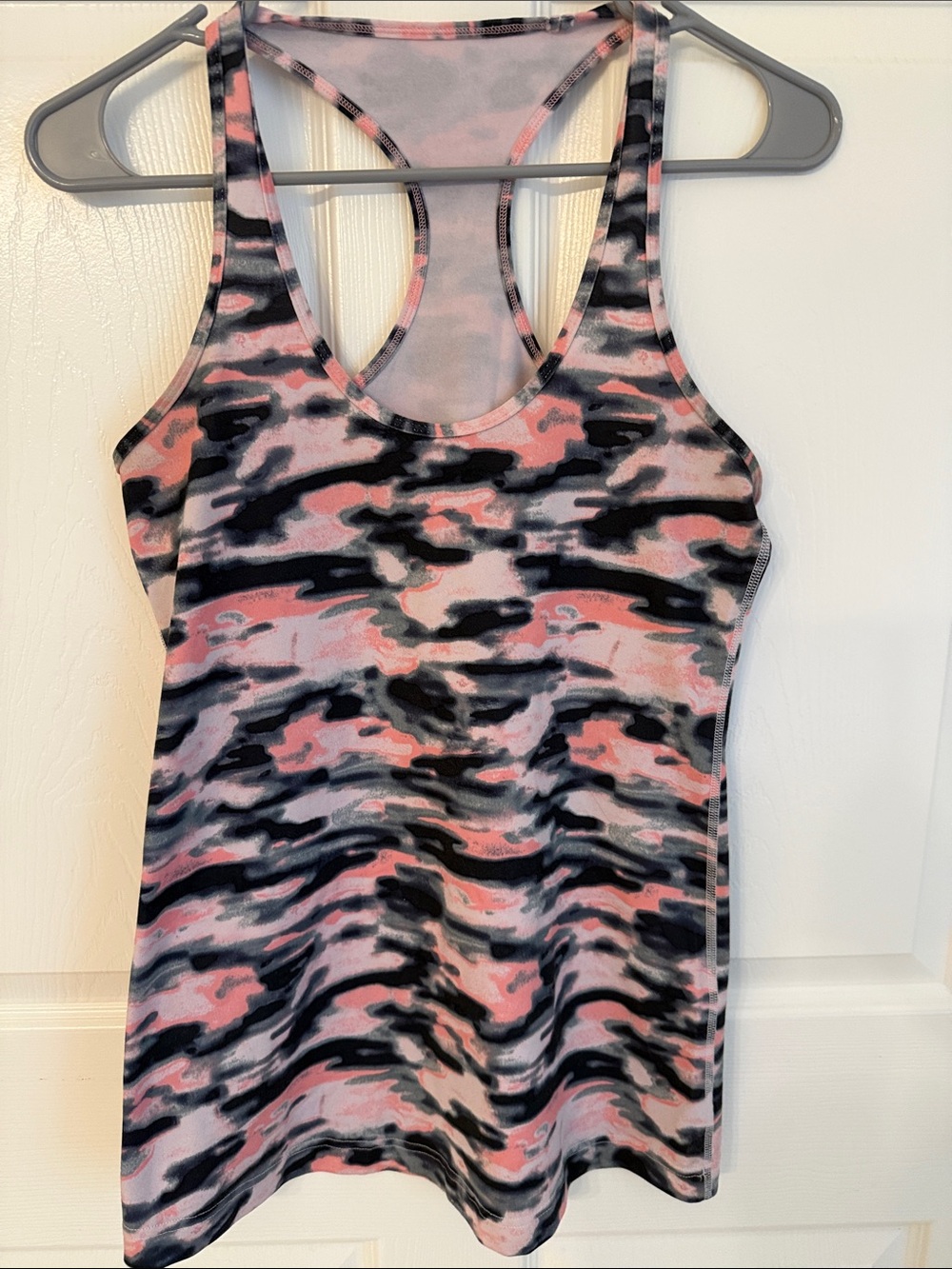 lululemon athletica Pink, Black and Gray Camo Racerback Tank Top